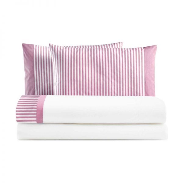 Lenzuola Matrimoniali - Completo Letto - Eolie - Magenta - Biancoperla